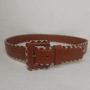Nordstorm Girls Large Brown Western Wide Belt Braided Edges Leather